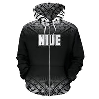 Niue All Over Zip up Hoodie Fog Black Style - Polynesian Pride