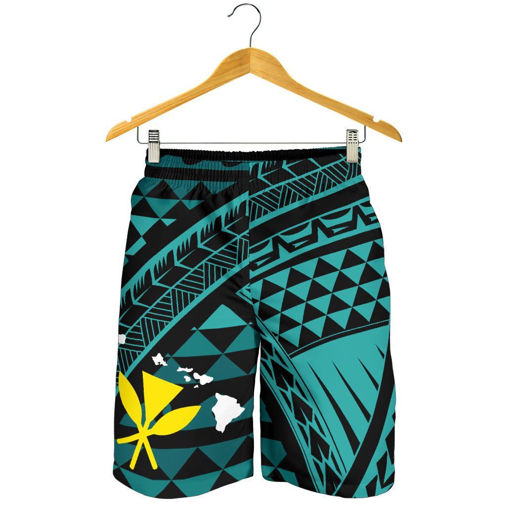 Hawaii Men Short - Blue Hawaiian Tribal Seamless Pattern - Polynesian Pride