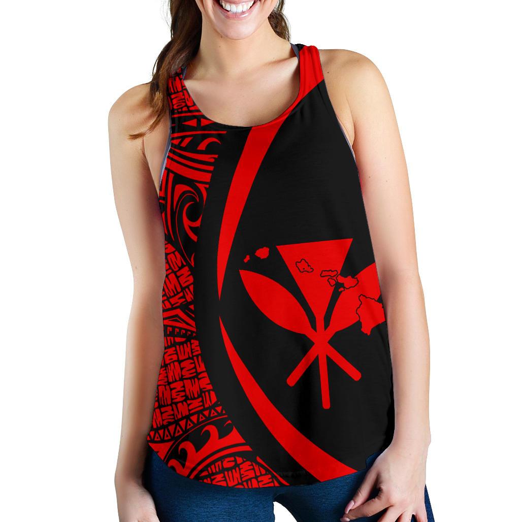 Kanaka Hawaii Map Red Polynesian Women's Racerback Tank - Polynesian Pride
