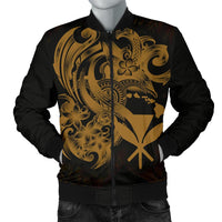 Polynesian Hawaii Men's Bomber Jacket - Kanaka Maoli Gold Turtle - Polynesian Pride