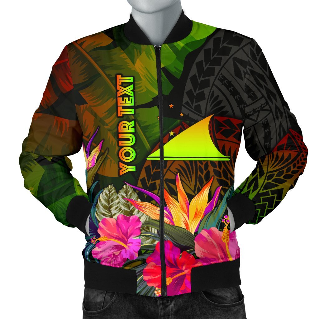 Tokelau Polynesian Personalised Men's Bomber Jacket - Hibiscus and Banana Leaves Reggae - Polynesian Pride