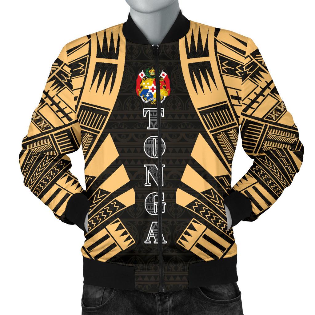 Tonga Men Bomber Jackets - Polynesian Tattoo Gold Gold - Polynesian Pride