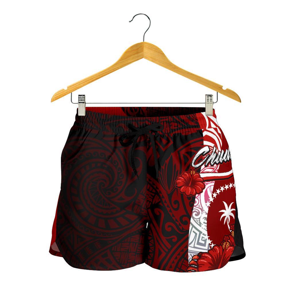 Chuuk Micronesia Women's Shorts - Coat Of Arm With Hibiscus - Polynesian Pride