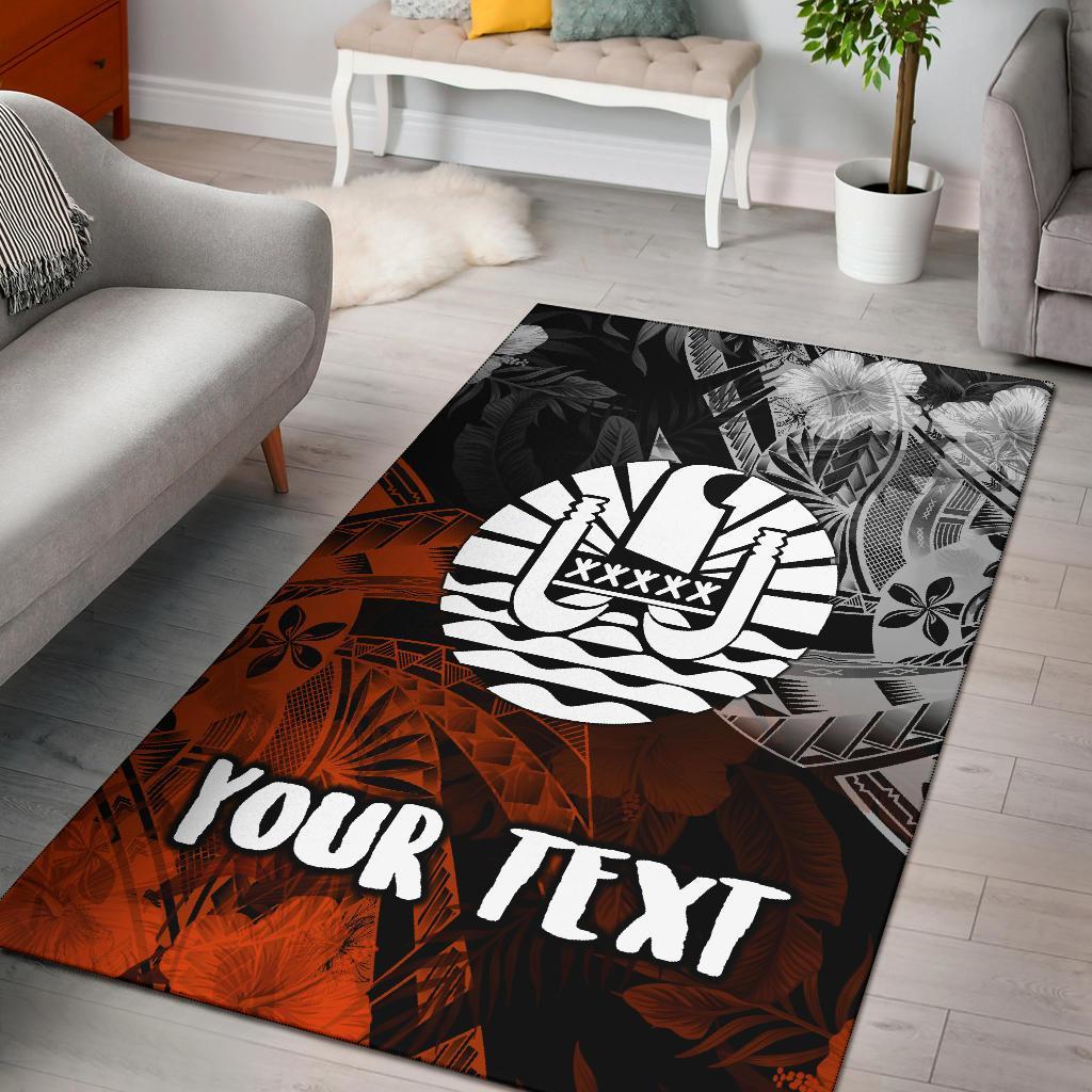 Tahiti Polynesian Personalised Area Rug - Vintage Polynesian Turtle Black - Polynesian Pride