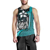 Polynesian Hawaii Men Tank Top Turquoise - Turtle with Hook - Polynesian Pride