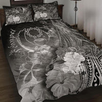 Pohnpei Quilt Bed Set - Humpback Whale with Tropical Flowers (White) White - Polynesian Pride