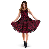 Polynesian Midi Dress - Polynesian Style 06 Women Black And Red - Polynesian Pride