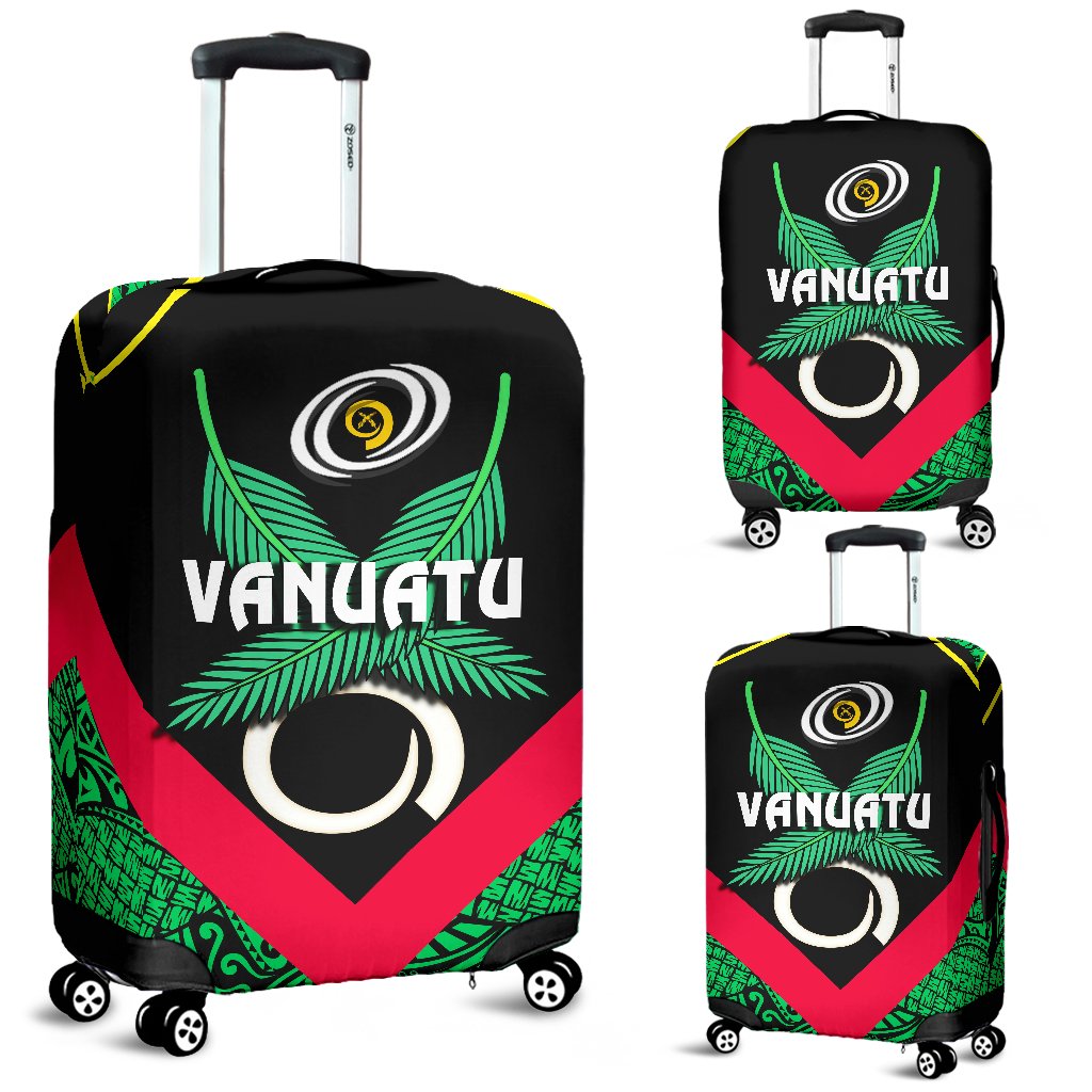 Vanuatu Rugby Luggage Covers Flag Style Black - Polynesian Pride
