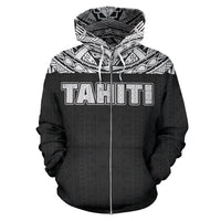 Tahiti All Over Zip up Hoodie Black Version - Polynesian Pride