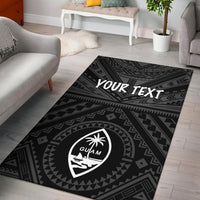 Guam Personalised Area Rug - Guam Seal With Polynesian Tattoo Style (Black) Black - Polynesian Pride