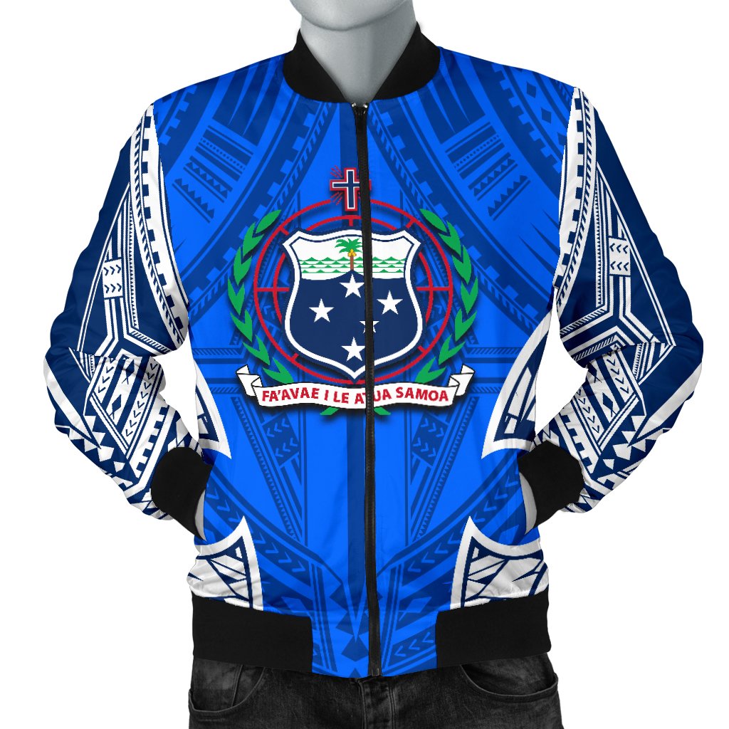 Samoa Polynesian Men's Bomber Jacket - Samoan Pattern With Seal - Polynesian Pride