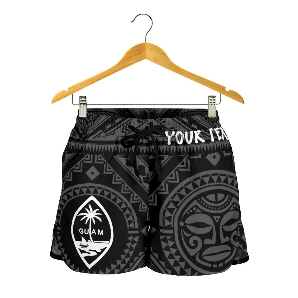 Guam Personalised Women's Short - Guam Seal With Polynesian Tattoo Style (Black) - Polynesian Pride