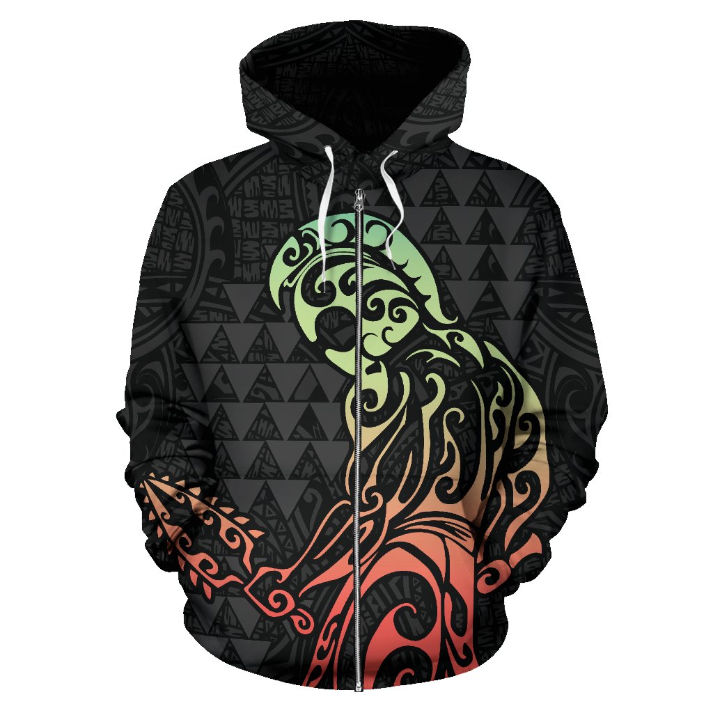 Custom Hawaii Hook Map Kanaka Warrior Hoodie (Zip) - Polynesian Pride