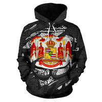 Polynesian Royal Coat of Arms Kanaka Map Hawaii Custom Hoodie Gray - Polynesian Pride