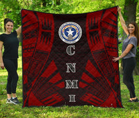 Northern Mariana Islands Premium Quilt - Northern Mariana Islands Seal Polynesian Red Tattoo Red - Polynesian Pride