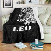 Sun In Leo Zodiac Premium Blanket Polynesian Tattoo Simple - White White - Polynesian Pride