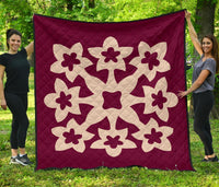 Hawaiian Premium Quilt Royal Pattern - Pink - A1 Style Pink - Polynesian Pride