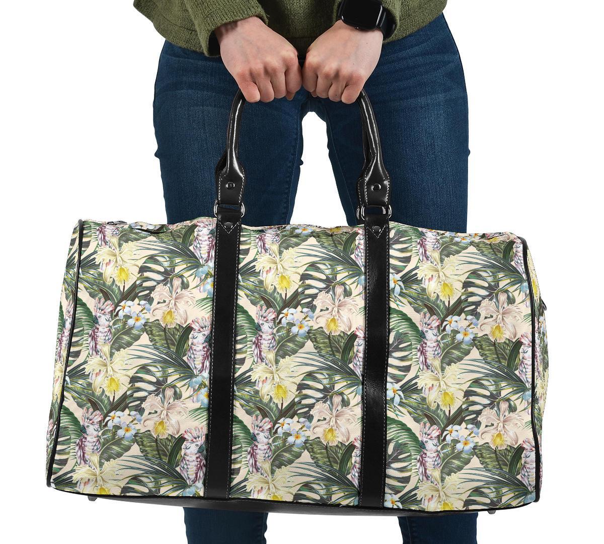 Tropical Jungle Parrots And Flamingos Hawaii Travel Bag Travel Bag One size Black - Polynesian Pride