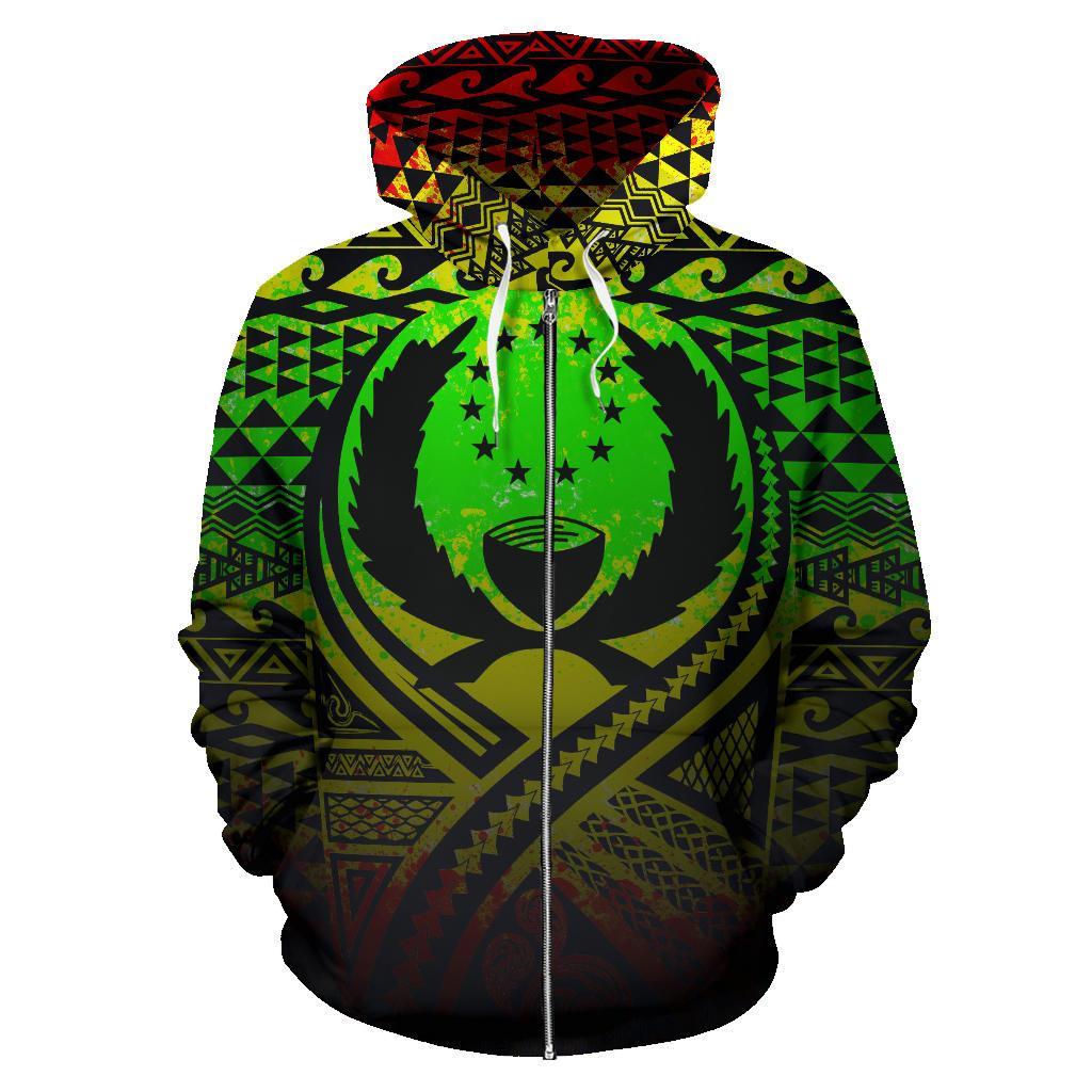 Pohnpei All Over Zip up Hoodie Lift up Reggae - Polynesian Pride