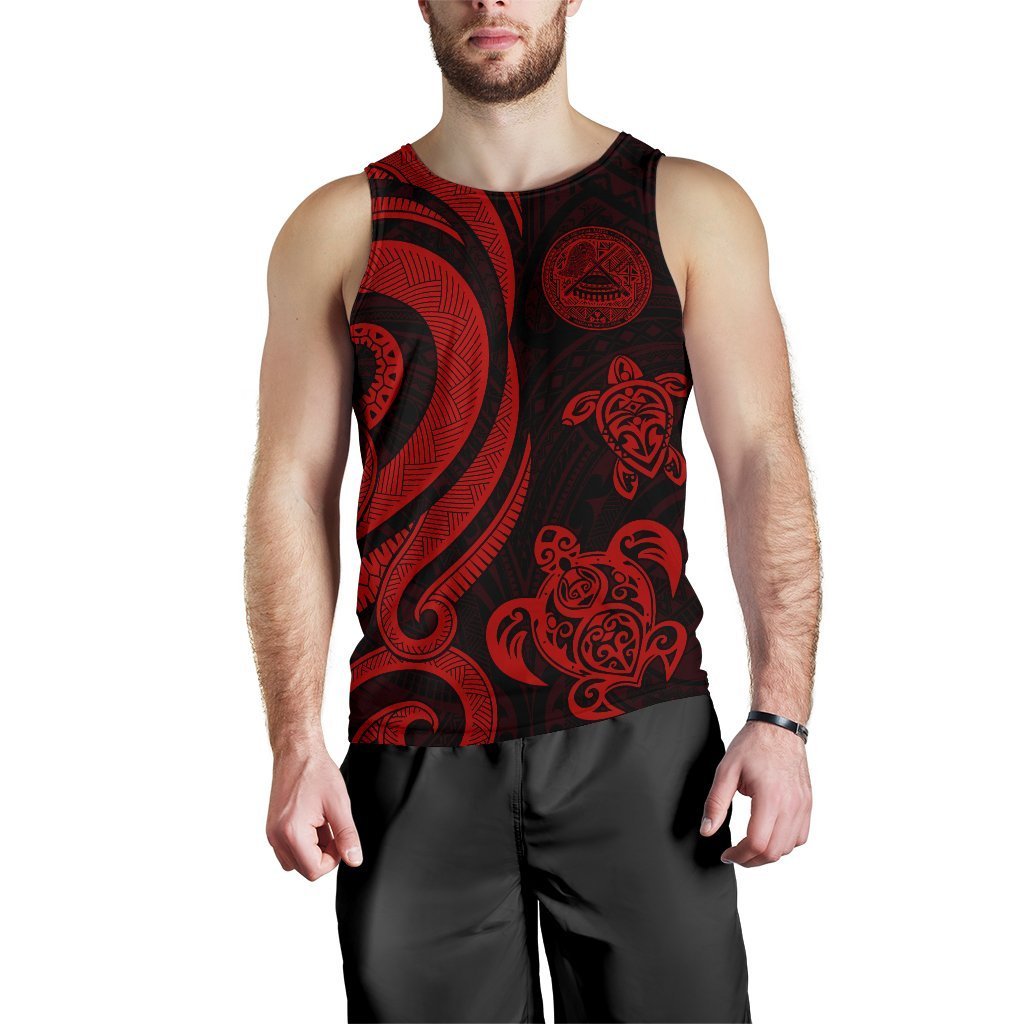 American Samoa Men's Tank Top - Red Tentacle Turtle - Polynesian Pride