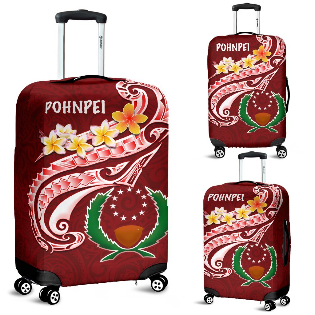 Pohnpei Luggage Covers - Pohnpei Seal Polynesian Patterns Plumeria - Polynesian Pride