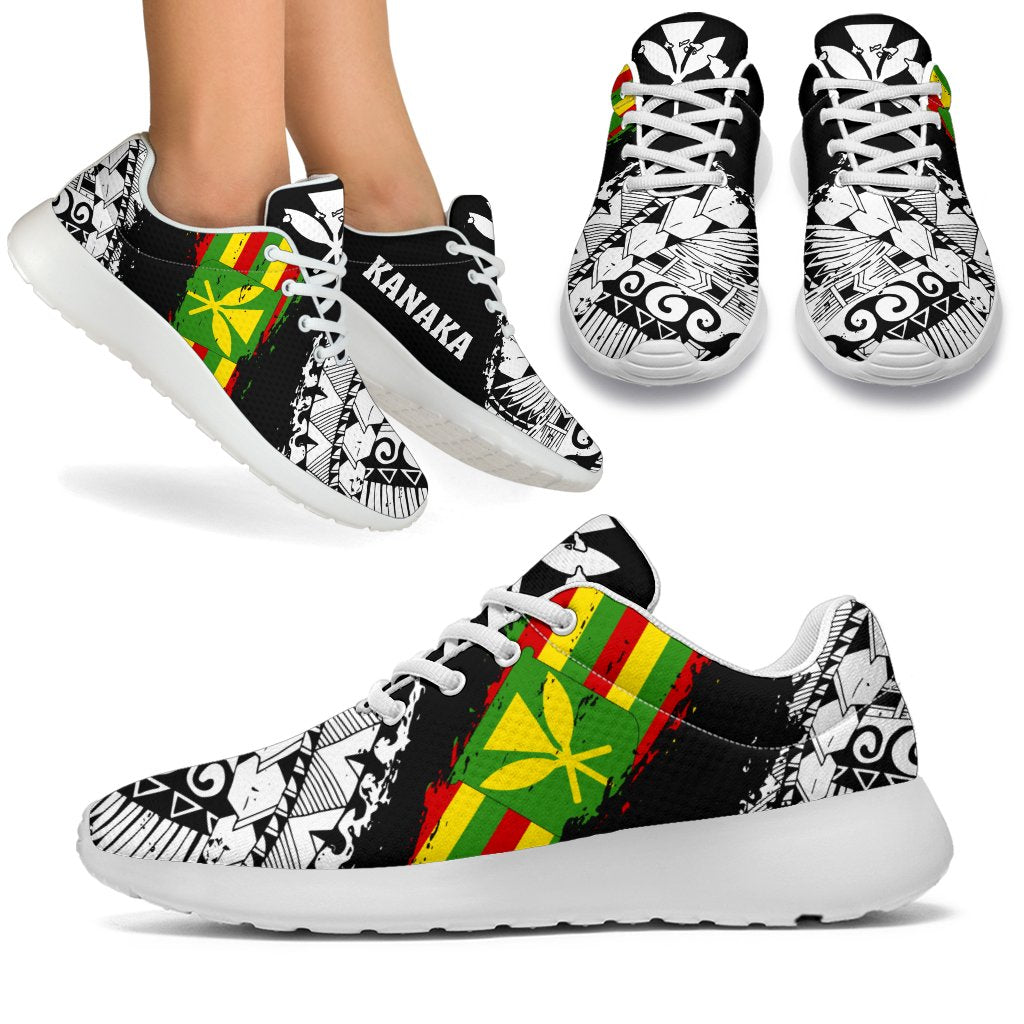 Polynesian Kanaka Flag Sport Sneakers - Nora Style - White - Polynesian Pride