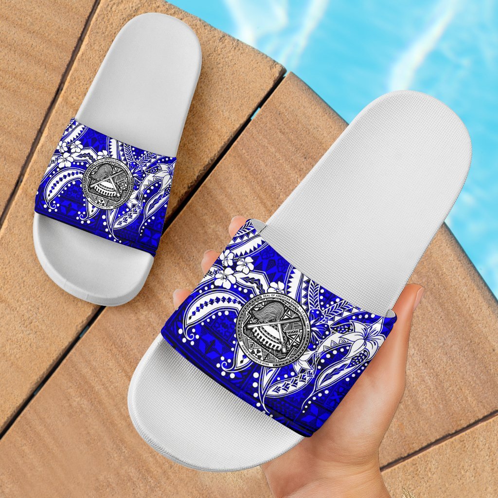 American Samoa Sandals - Tribal Jungle Pattern Blue - Polynesian Pride