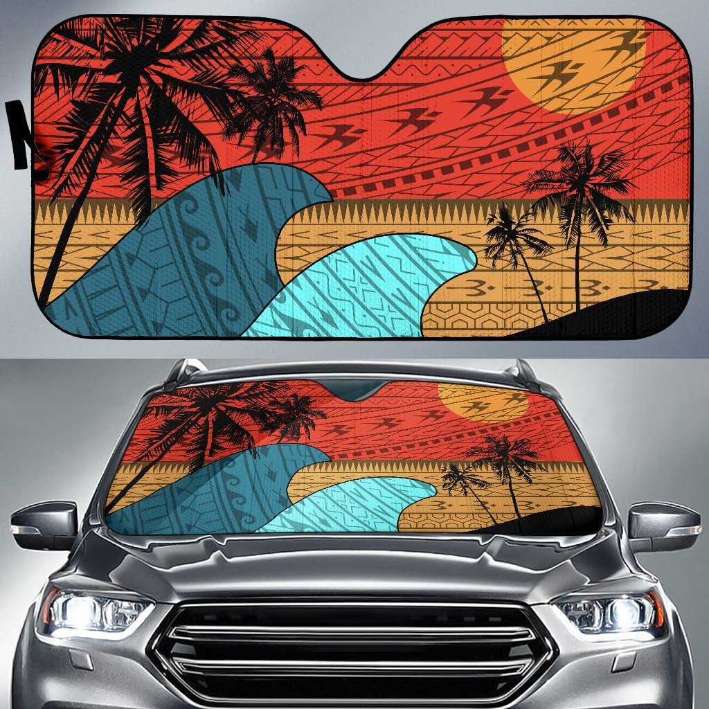 Hawaii Polynesian Sun Down Car Sun Shade Auto Sun Shade Universal Fit Orange - Polynesian Pride