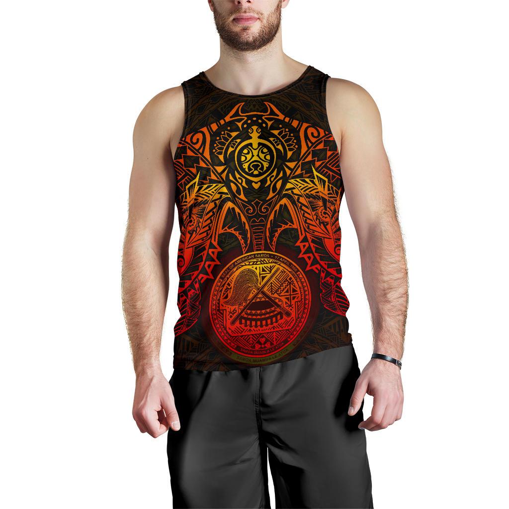 American Samoa Polynesian Men's Tank Top - Red Turtle Manta Ray - Polynesian Pride