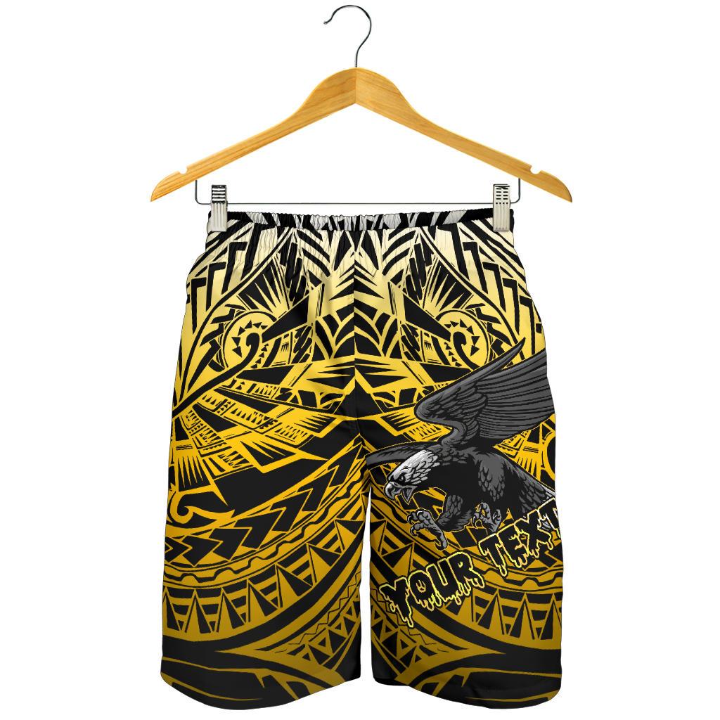 Samoa Polynesian Custom Personalised Men's Shorts - Eagle Tribal Pattern Yellow - Polynesian Pride
