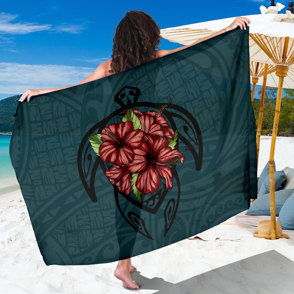 Hawaii Turtle Hibiscus Polynesian Sarong Sarong One size Green - Polynesian Pride