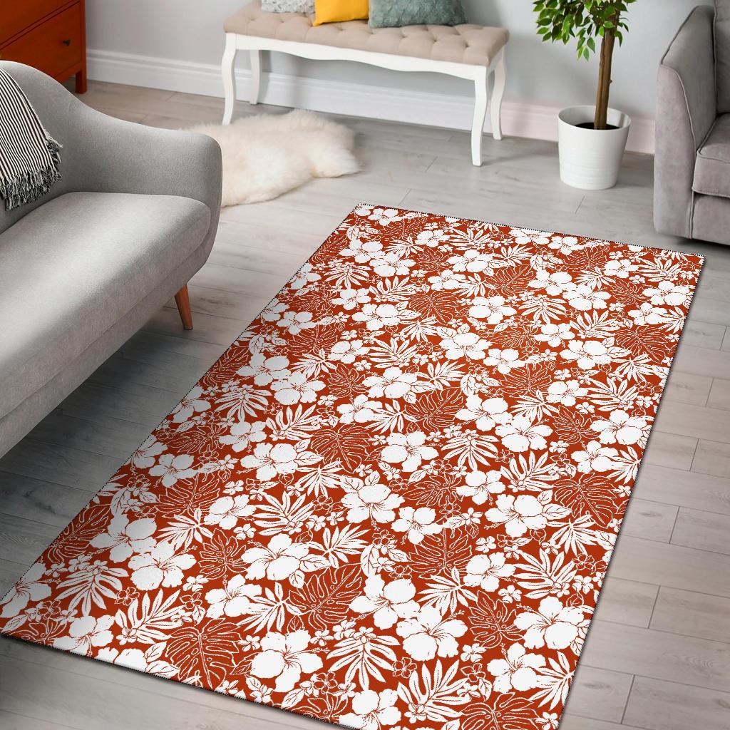 Hibiscus Flower Pattern Rug Black - Polynesian Pride
