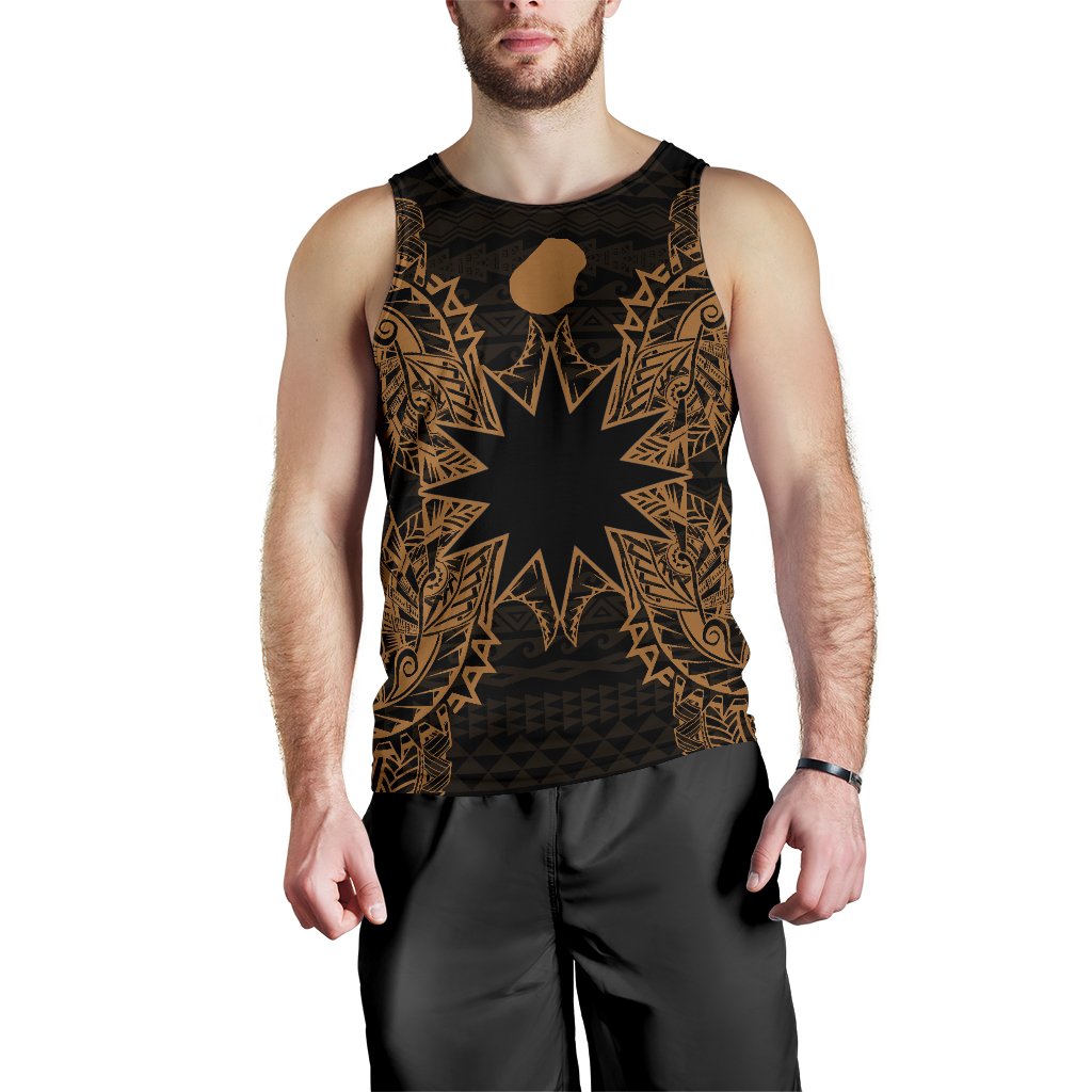 Nauru Polynesian Men Tank Top Map Gold Gold - Polynesian Pride