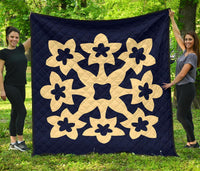 Hawaiian Premium Quilt Royal Pattern - Indigo - A1 Style Indigo - Polynesian Pride