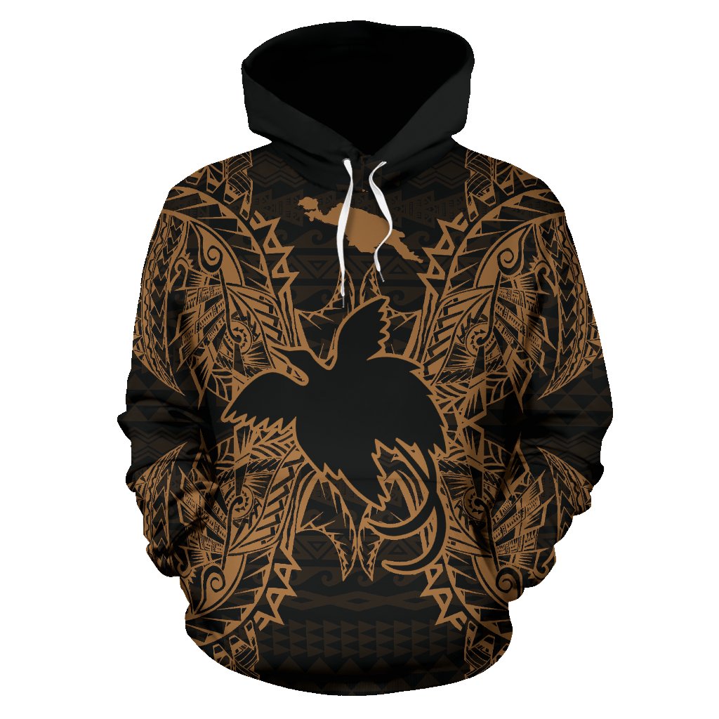 Papua New Guinea Polynesian ll Over Hoodie Map Gold - Polynesian Pride