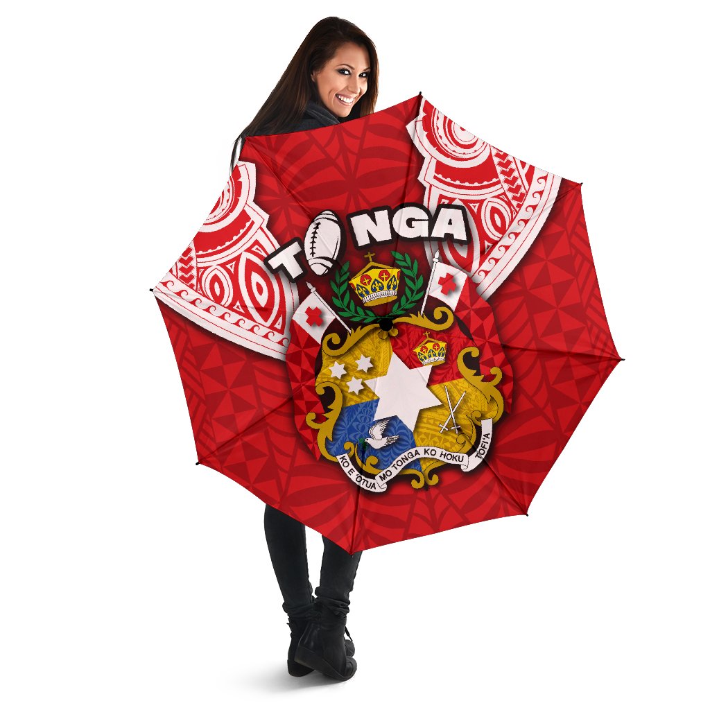 Tonga Rugby All Over Print Umbrellas Royal Style Umbrella One Size Red - Polynesian Pride