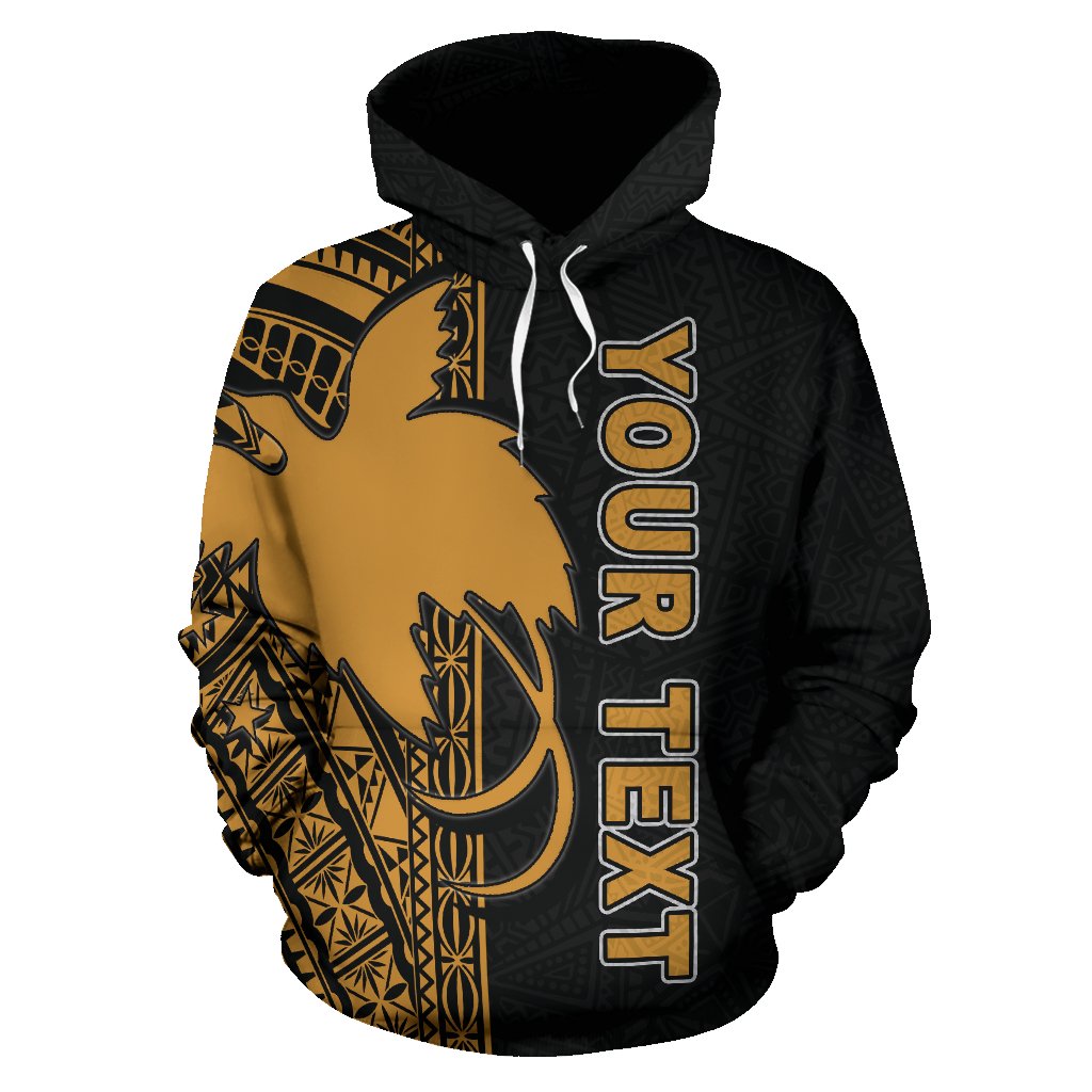 Papua New Guinea Polynesian ll Over Custom Hoodie Gold Line - Polynesian Pride