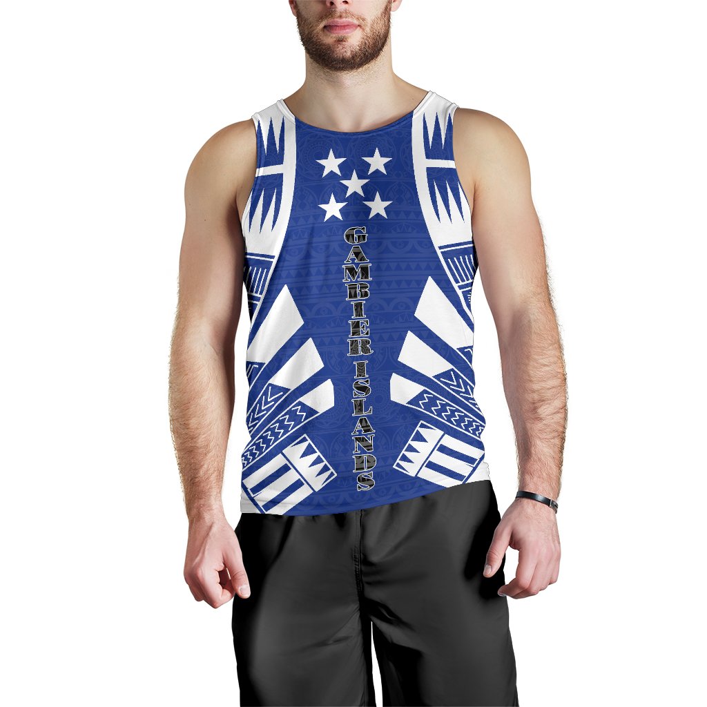 Gambier Islands Men Tank Top - Polynesian Tattoo Flag White - Polynesian Pride