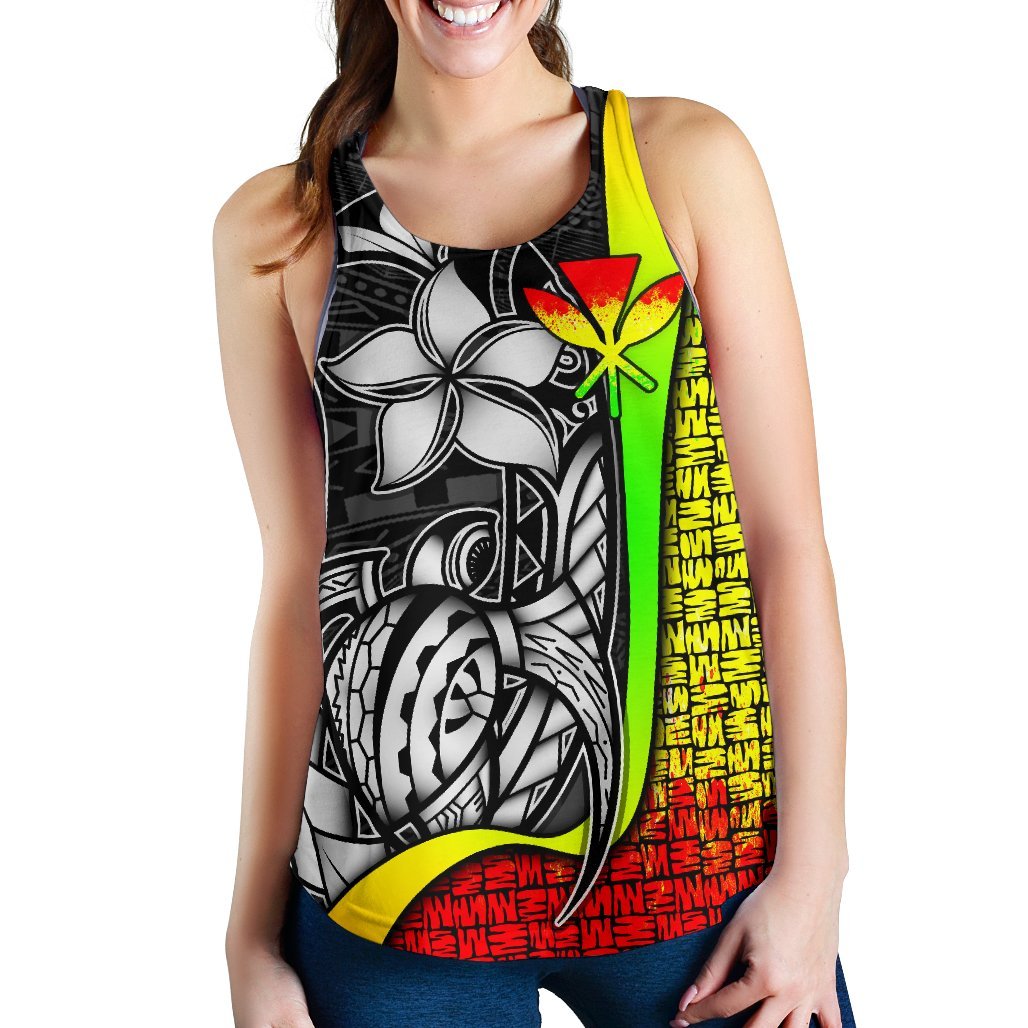 Polynesian Hawaii Women Racerback Tank Reggae - Turtle with Hook - Polynesian Pride