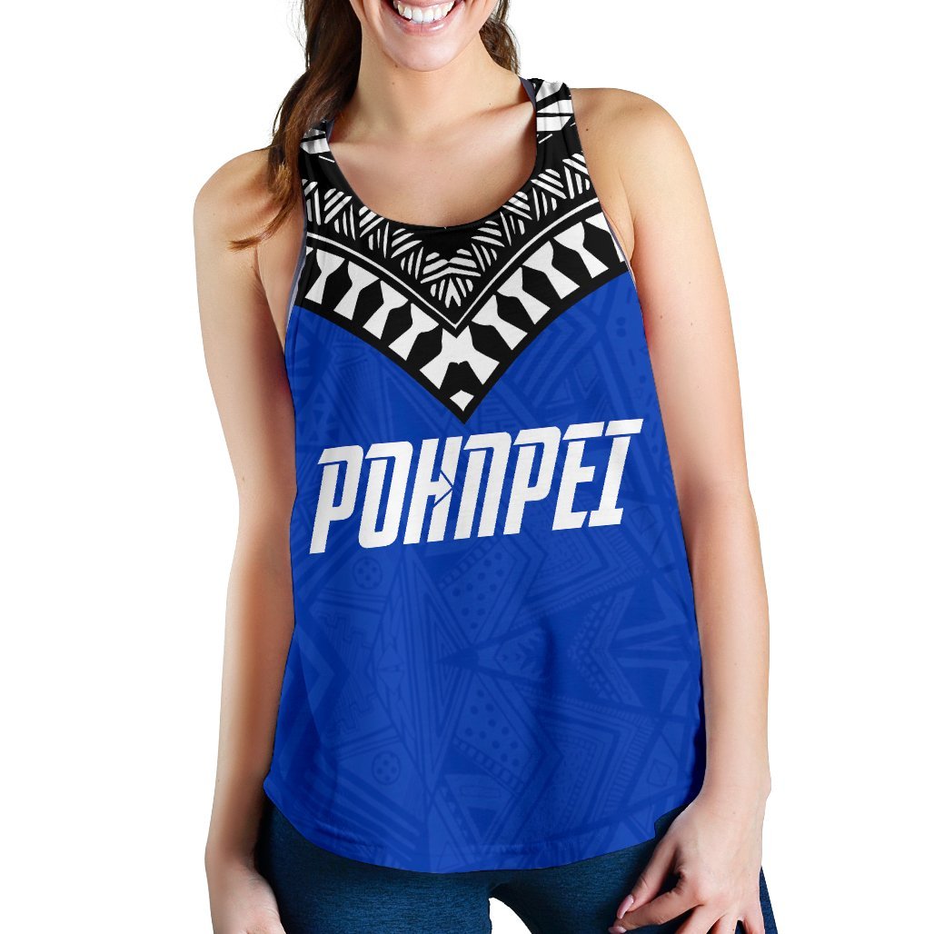 Pohnpei Flag Women's Racerback Tank Micronesian Pattern - Polynesian Pride