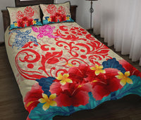 Hawaii Turtle Couple Hibiscus Valentine Pattern Quilt Bed Set - Romance Style - AH - Polynesian Pride