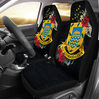 Tuvalu Car Seat Covers - Tuvalu Coat of Arms Hibiscus - A02 - Polynesian Pride