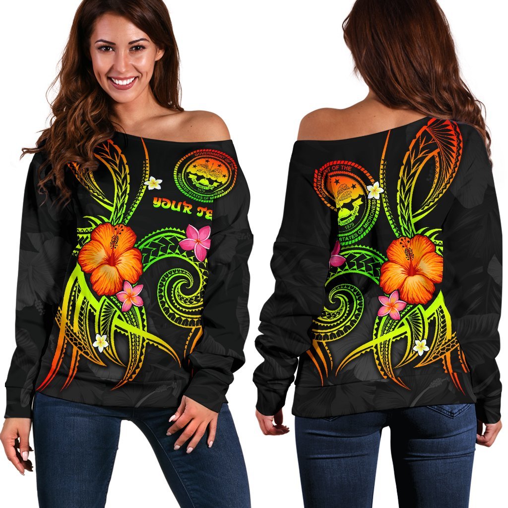 Federated States of Micronesia Polynesian Personalised Off Shoulder Sweater - Legend of FSM (Reggae) - Polynesian Pride