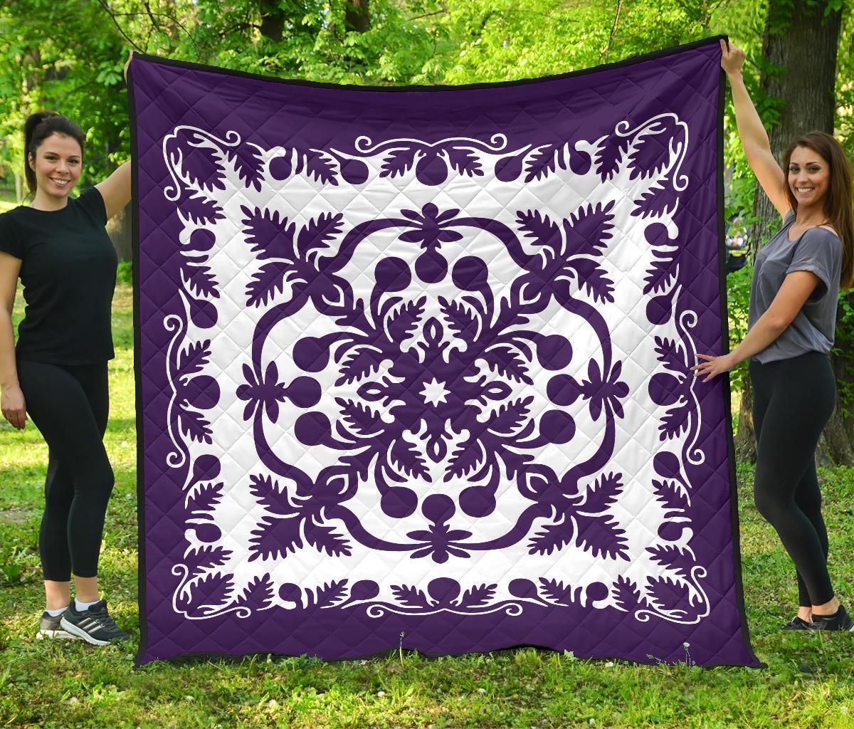 Hawaii Premium Quilt Royal Pattern - Purple And White Purple - Polynesian Pride