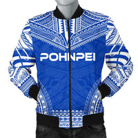 Pohnpei Flag Polynesian Chief Men's Bomber Jacket Blue - Polynesian Pride