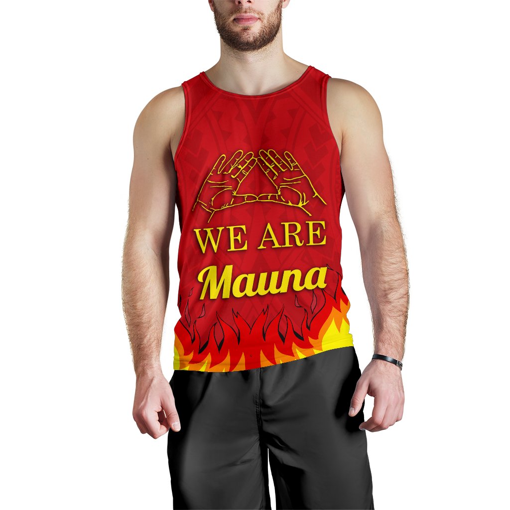 Hawaii Mauna Kea Men's Tank Top - Fire Version Red - Polynesian Pride