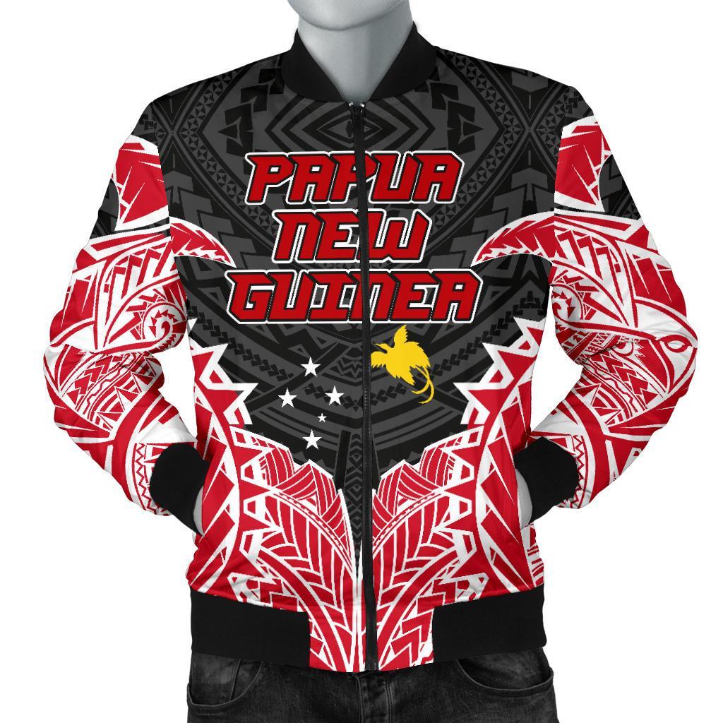 Papua New Guinea Premium Men's Bomber Jacket Black - Polynesian Pride