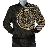 Polynesian Face Tattoo Style Men's Bomber Jacket Black - Polynesian Pride