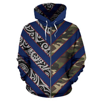 Guam Polynesian Zip Hoodie Guam Coat of Arms Camo Style - Polynesian Pride