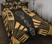 Palau Quilt Bed Set - Palau Seal & Polynesian Yellow Tattoo Style - Polynesian Pride